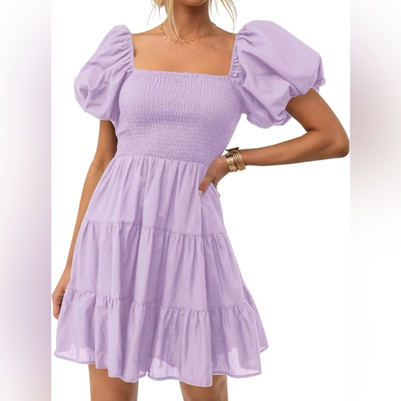 Zessica Dresses & Skirts - Lavender Puff Sleeve Dress